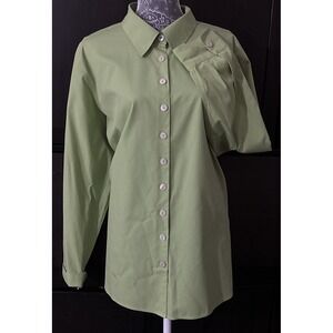Talbots Woman Wrinkle Resistant Light Green Long Sleeve 10 Buttons Shirt 22W